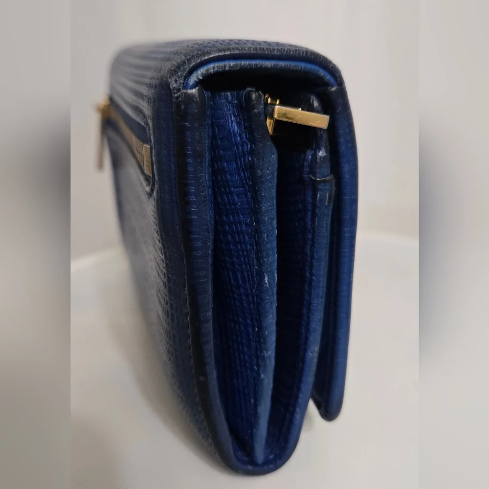 EUC Loewe Textured Navy Leather Wallet